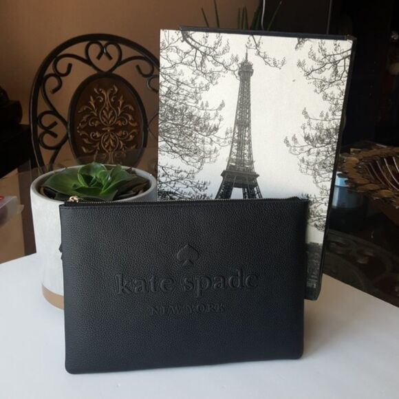 KATE SPADE SIGNATURE LOGO BLACK CLUTCH - Picture 4 of 5
